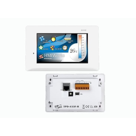 Icp Das 4.3'' Touch HMI device with RS-485, RS-232 3-pin, USB, RTC, Ethernet, and less-surface TPD-433F-H